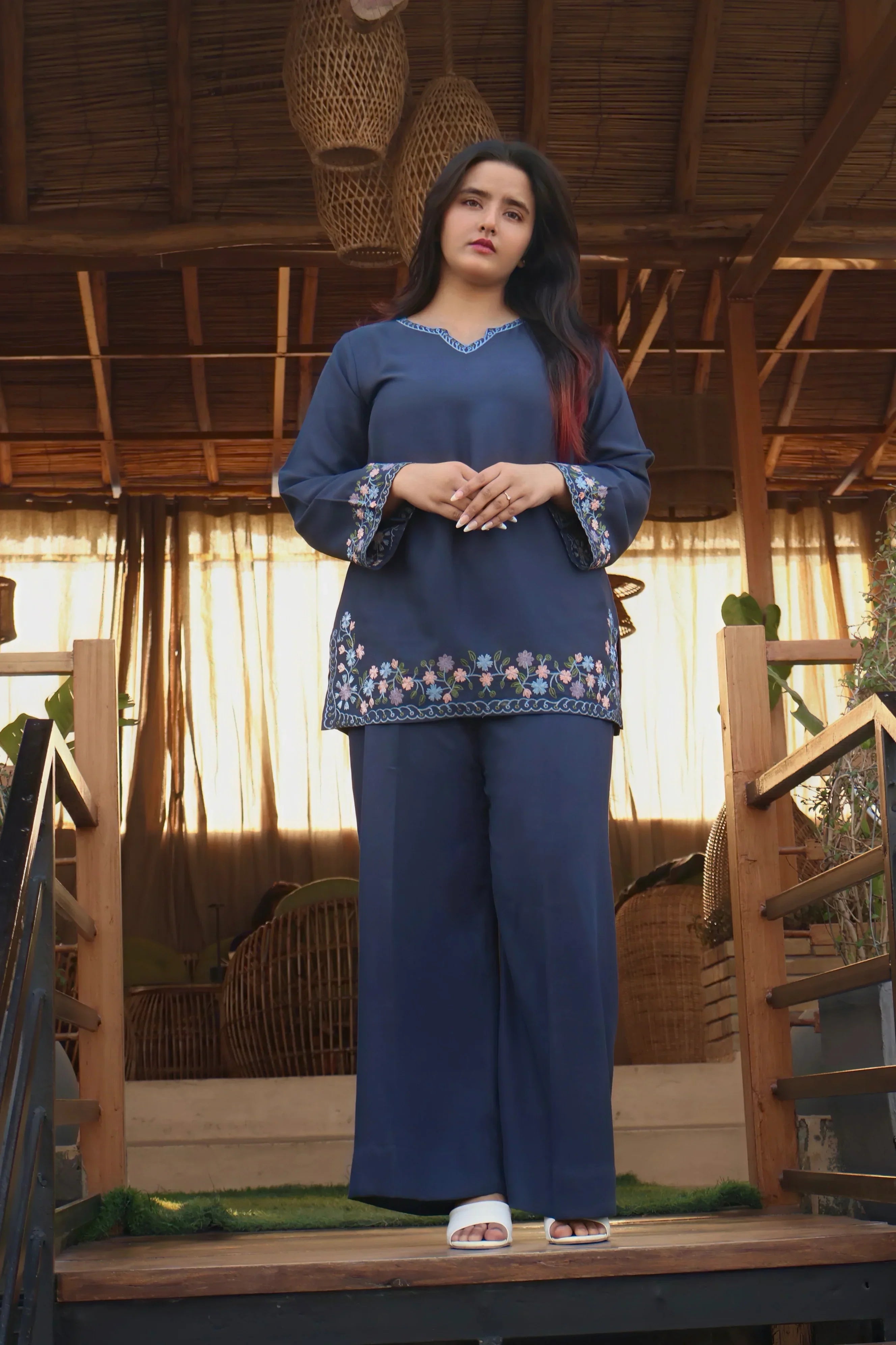 BLUE FLOWER CO ORD SET
